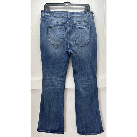 Kancan Luke High Rise Flare Jeans Womens 15/31 Blue Denim Medium Wash Distress - Picture 3 of 12